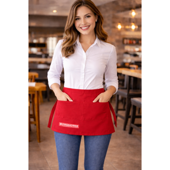 kırmızı belden bağlamalı önlük