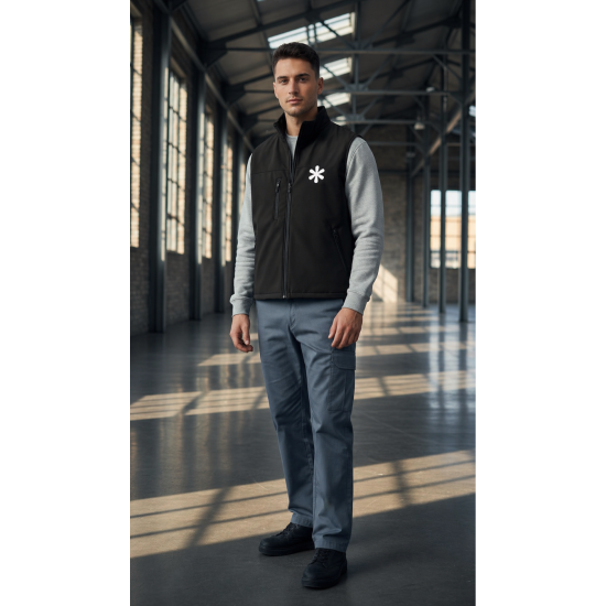 Siyah softshell yelek iş kıyafeti