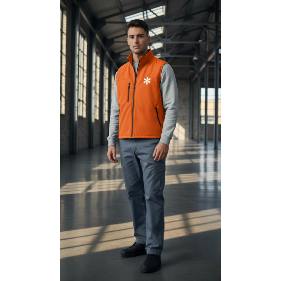 Turuncu softshell yelek iş kıyafeti