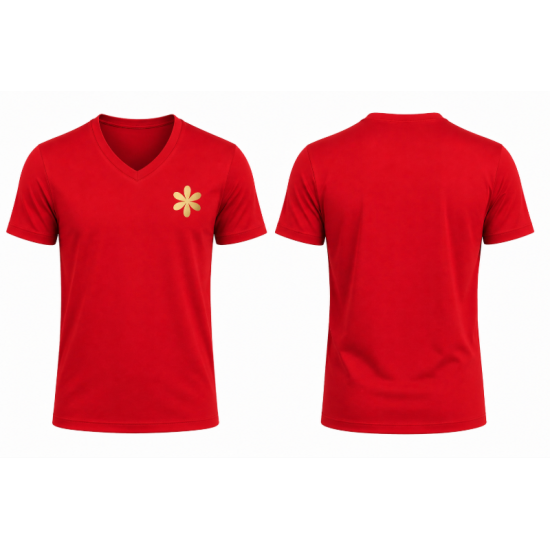 kirmizi v yaka tişört erkek kadın pamuk basic tshirt