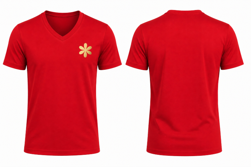 V YAKA TSHIRT KIRMIZI